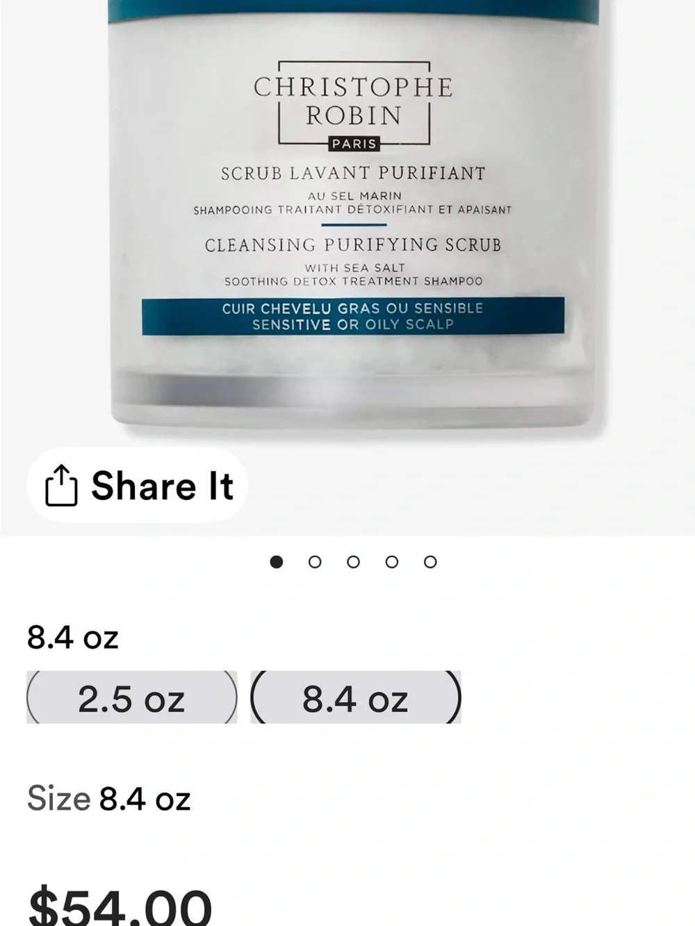 Christophe Robin Cleansing Purifying Scrub Shampoo - 250ml / 8.4 fl. oz.